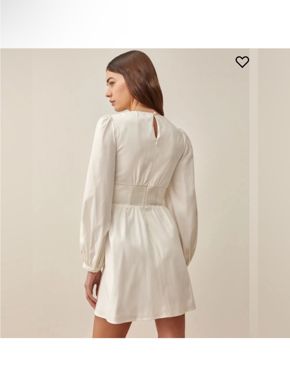 NWT Reformation Caitie Long-Sleeve Button-Front Mini Dress White - Picture 2 of 15